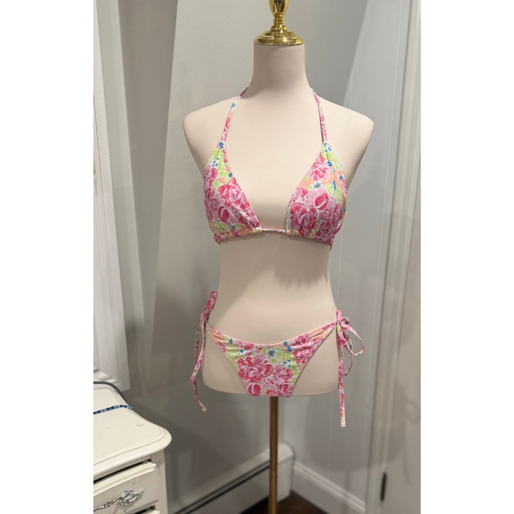 SHEIN Multi-coloured floral string bikini matching set- Size Small